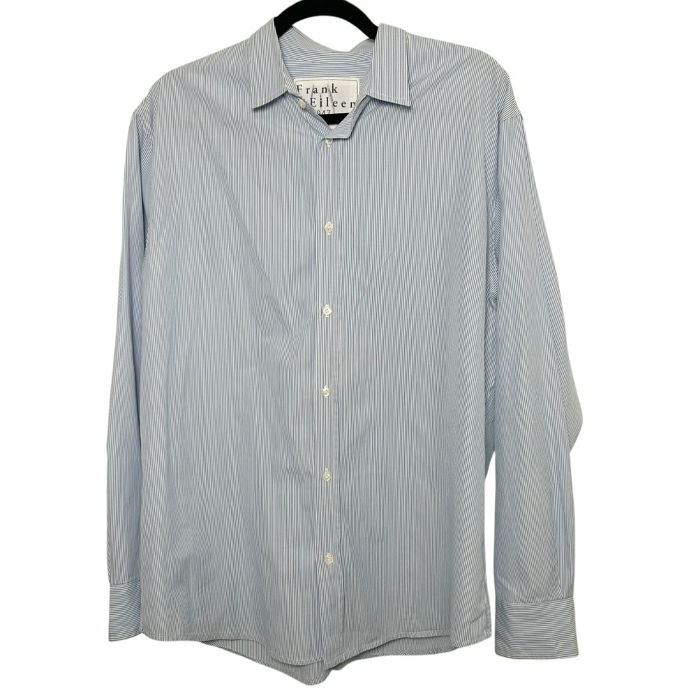Frank Eileen unisex Paul blue striped long sleeve button up shirt women’s XL